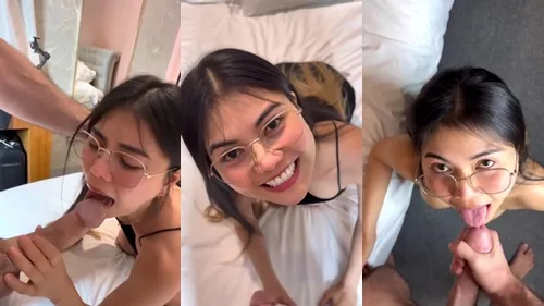 คลิปเอ็กโอนลี่แฟน amam7078 น้องแอม สาวแว่นเด็ดดูดกระเจี๊ยวสุดลำ Onlyfans ลีลาอมหน้ายั่วควยขนาดนี้ ทำถึงจัดปล่อยน้ำพุ่งเต็มหน้า น้ำกามขาวๆเลอะแว่นเต็มหน้าไปหมด