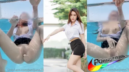 คลิปโป๊นักศึกษา juniijune23 น้องจูน วนิดา ออร่าอย่างจับแต่ชอบจัดที่แปลก onlyfans ลงสระถ่างหี จับควยปลอมแทงรูคาชุด